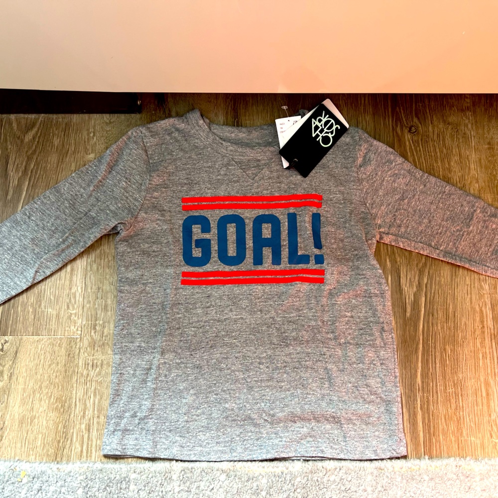 New w Tags CHASER Boys Goal Long Sleeve T Shirt in Heathered Grey Size 7